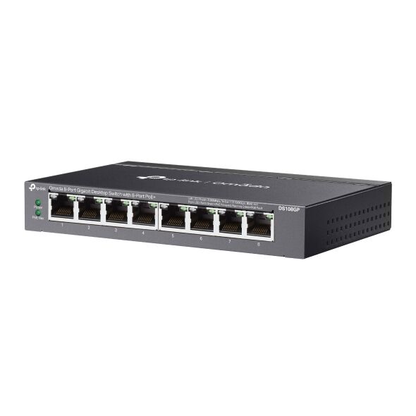 Omada DS108GP 8-Port Gigabit Unmanaged Desktop Switch with 8-Port PoE+ ( Yönetilemez )