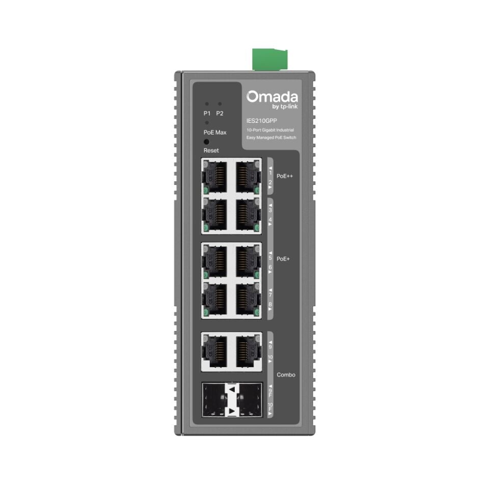 IES210GPP Omada 10-Port Gigabit Industrial Easy Managed Switch with 6-Port PoE+ and 2-Port PoE++
